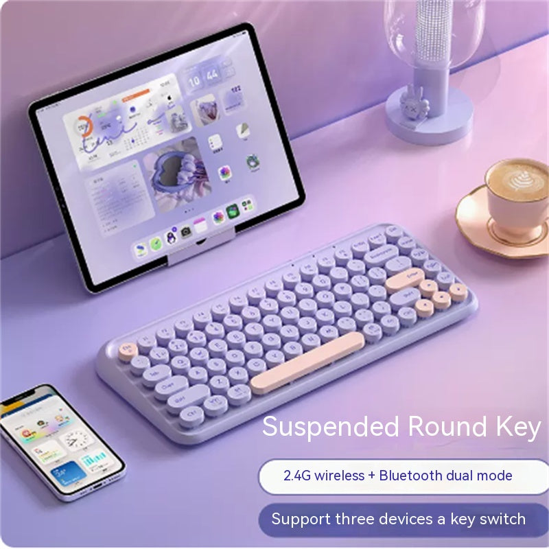 Three Mode Bluetooth Keyboard And Mouse Set Wireless Brain Laptop Girls Office Tablet