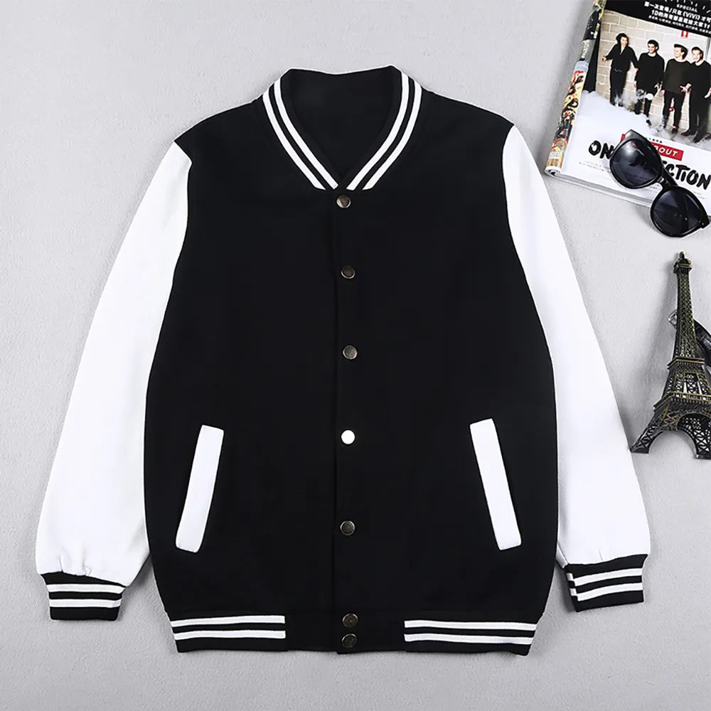 Black White Solid Color Jacket